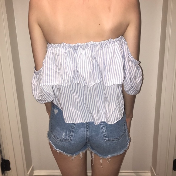 Bishop+young stripped cropped off the shoulder tee - Picture 2 of 6